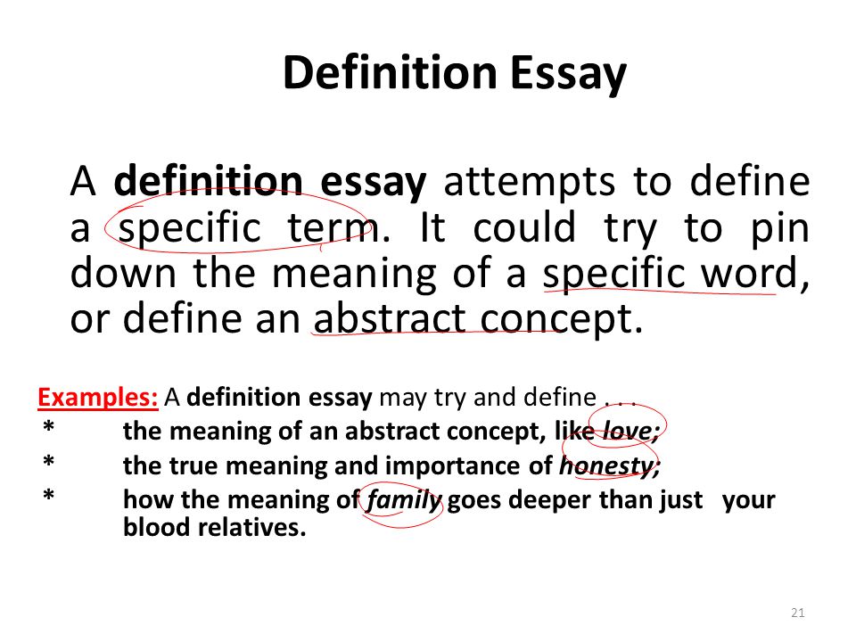 Ideas for writing a definition essay